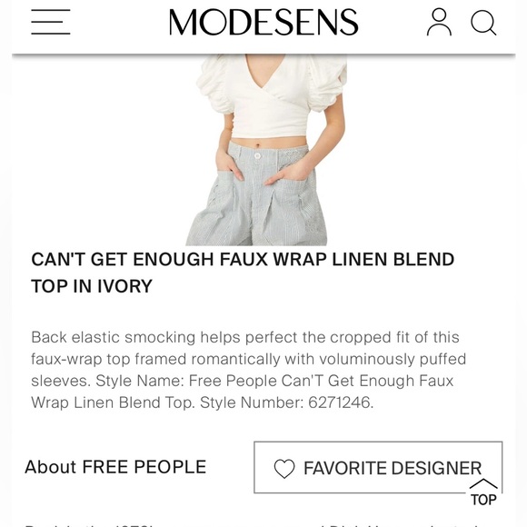 Free People Can't Get Enough Wrap Top in Ivory, Small, EUC - Picture 6 of 14